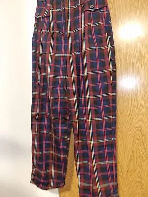 £9 • Buy Topshop Tartan Peg Leg Trousers Size 6 