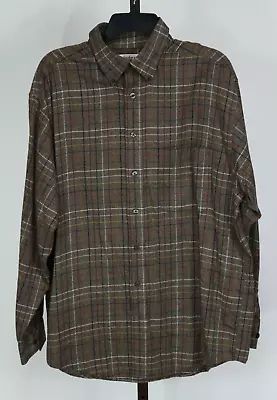 Mens Turnbury Brown Plaid Long Sleeve Flannel Casual Shirt Size Large • $19.99