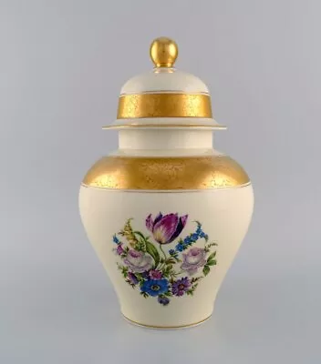 Large Rosenthal Lidded Vase In Cream-colored Porcelain With Hand-painted Flowers • $590