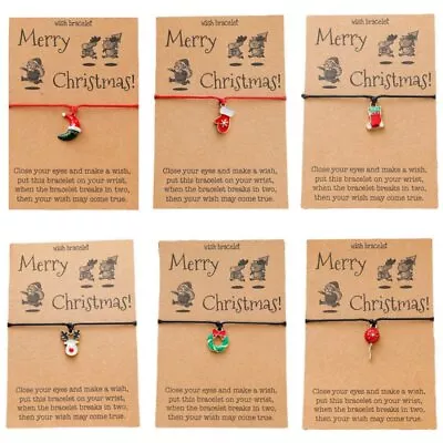 £2.40 • Buy Christmas Wish String Handmade Bracelet Charm Friendship Best Friends Gift Card
