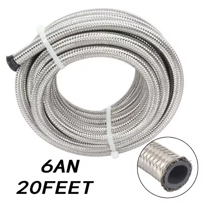 20 Feet AN6 3/8  Stainless Steel Braided Fuel Oil Gas Line Hose NEW • $29.99