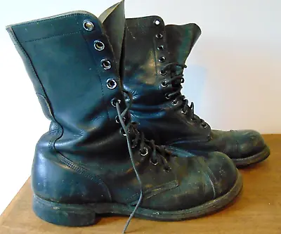 Vintage 1960s SLIPKNOT U.S. Military Black Boots Marked 8 1/2 N - Original Tread • $18.95