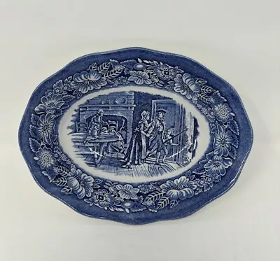 Liberty Blue Oval Vegetable Serving Bowl Historic Minute Men Engraving England • $22