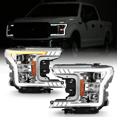 [C-SHAPE NEON TUBE] Chrome Projector Headlight Fit 18-20 Ford F150 Halogen Model • $338.99