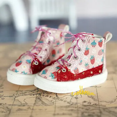 1/6yosd 1/4MSD BJD Doll Shoes High Top Sneakers Cute Red Strawberry Thick Sole • $32.99