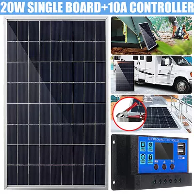 20W Solar Panel Solar Power Cell / 30A Solar Charge Controller Kit Camping Boat • £18.99