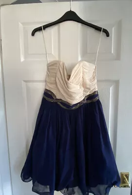 Beautiful Nude And Navy Dress Size 12 Cotton Club Knee Length New With Tags • £9