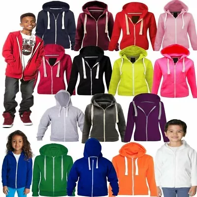 £7.99 • Buy New Unisex Kids Boys Girls Zipper Cotton Hoody Hooded Jumper Pullover 2-13 Years