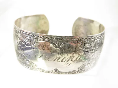 Vintage Danecraft Wide Sterling Cuff Bracelet Scrollwork Engraved Janina Sz M • $32