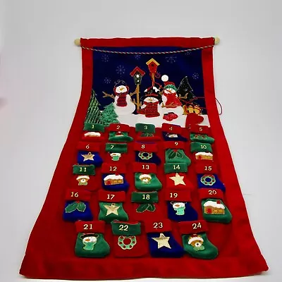 Advent Calendar Christmas Countdown Fabric Wall Hanging Snowmen 24 Mini Stocking • $19.99