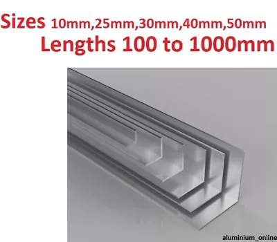 £8.15 • Buy ALUMINIUM ANGLE EQUAL 10 X 10mm 25 X 25mm, 30 X 30mm, 40 X 40mm, 50 X 50mm, 