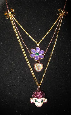 Betsey Johnson Asian Jungle Monkey Necklace With Purple Flower • $21.24
