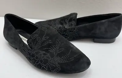 Karl Lagerfeld Shoes Black Suede Floral Studs Slip On Loafer Size 6.5 • $16.15