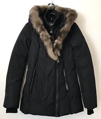 MACKAGE ADALI Down Jacket With Natural Fur Collar Black New NWT Small • $595