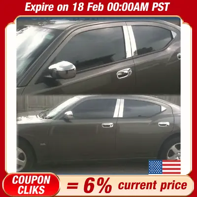 Chrome Pillar Posts For Dodge Charger 06-10 6pc Set Door Trim Mirrored Cover Kit • $11.99