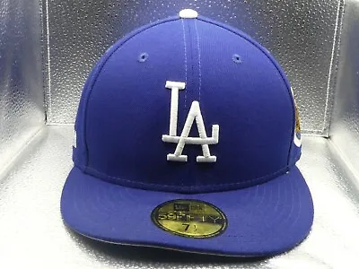 LA Dodgers World Series New Era 59Fifty 7 1/2 Fitted Hat Cap Sticker Blue J.P.M. • $24.99