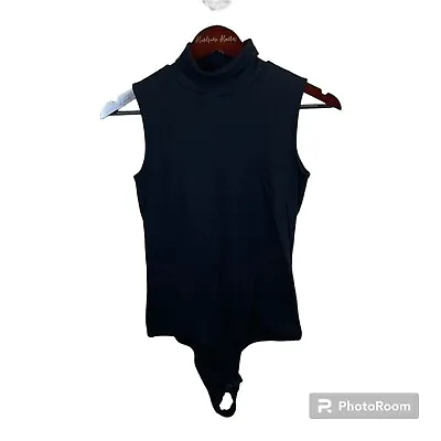 House Of Harlow Womens Thong Bodysuit Sz XS Black Sleeveless Turtleneck H3 • $41.99