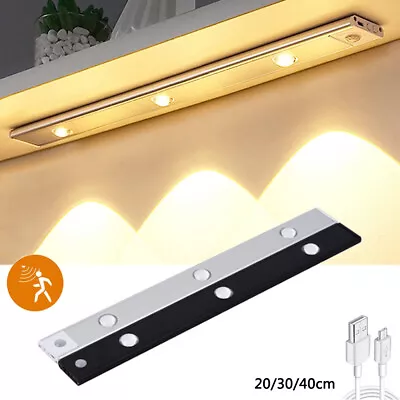 LED Motion Sensor Under Cabinet Closet Light USB Wireless Strip Bar Kitchen Lamp • $10.58