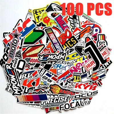 $6.55 • Buy 100PCS JDM Stickers Pack Car Motorcycle Racing Motocross Helmet Vinyl Decals Lot