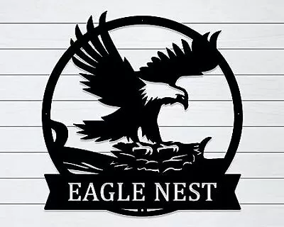 Custom Eagle's Nest Monogram – Eagle Bird Sign - Metal Wall Art Décoration • $12.99