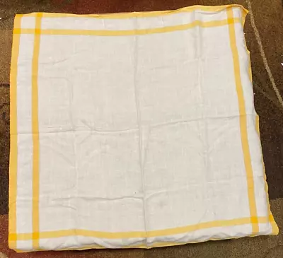 Vintage Linen Card Table Tablecloth Yellow Stripe Linen Tablecloth 34  Square • $8