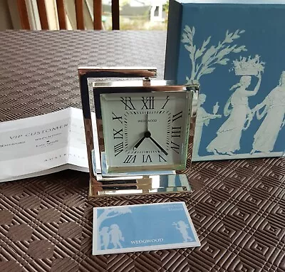 Wedgwood Elegant Silver Swivel Desk Clock - Brand New In Box • $115