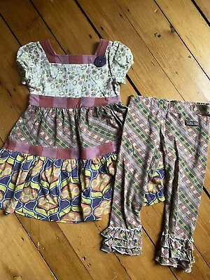 Matilda Jane You & Me Mimi Dress And Mac Ruffle Leggings Size 2 • $50