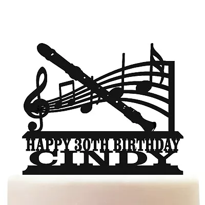 £9.95 • Buy Personalised Acrylic Recorder Musical Notes Birthday Cake Topper Decoration