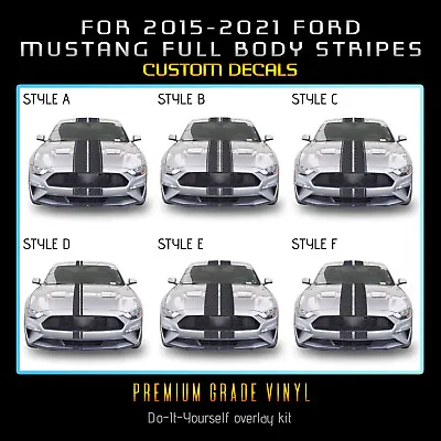 For 2015-2021 Mustang Full Body Rally Stripes Graphic Decal Matte Carbon Fiber • $47.95