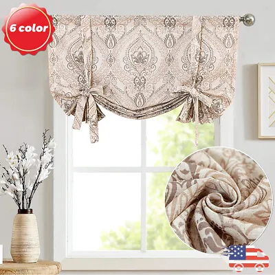 Tie Up Print Window Curtains For Kitchen Living Room Rod Pocket Valance 1 Pc • $18.69