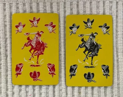 2 Vintage Playing Cards ~ Cowboys ~ Bucking Bronco ~ Color Variation Swaps • $1