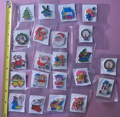 22 Vintage 80s Puffy Stickers Christmas Individually Wrapped Santa Reindeer • $8