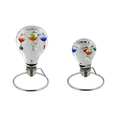  Galileo Thermometer Glass Light Bulb On Metal Stand Home Or Desktop Decoration • £21.49