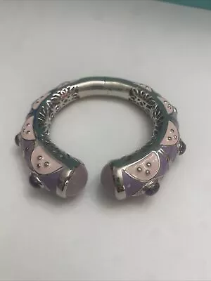 HSN Joan Boyce Enamel “Kissable  Pink/Purple Rhinestone Cuff Bracelet • $49.99