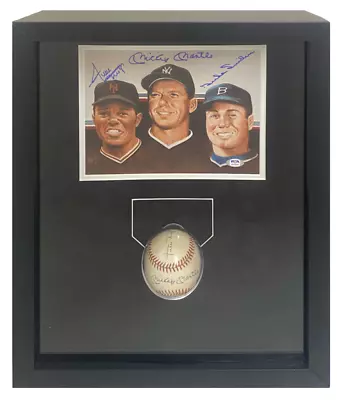 Mickey Mantle Willie Mays & Duke Snyder Auto Baseball / Photo Display PSA/DNA • $5395.50