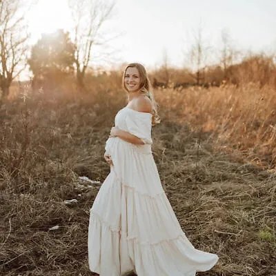 Women Boho Maternity Gown Photography Long Dress Clothes Pregnant Dress Props • $24.19
