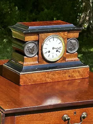 ***French 1855 Walnut Bracket Clock Henry Marc Paris Japy Freres 8d Movement. • $435.59