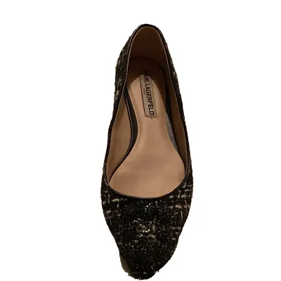 Karl Lagerfeld Paris Nara 2 Tweed Black/White Pointed Flats Shoes Size 8M • $49.99