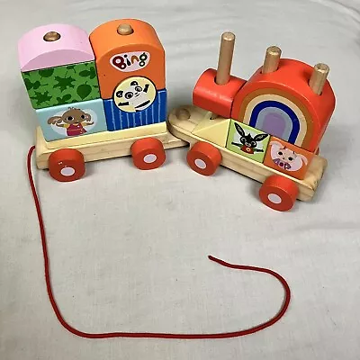 Bing Wooden Pull Along Stacking Blocks Train Toy 14 Pieces Cbeebies • £9.99