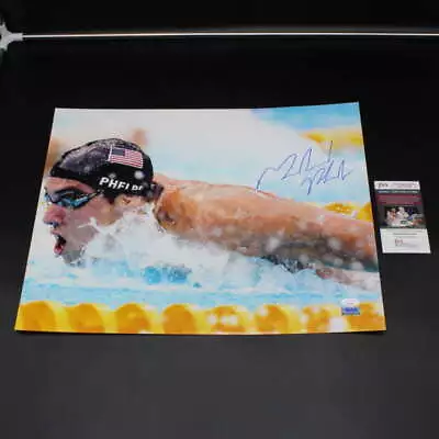 Michael Phelps Signed 16x20 Photo Olympic Swimming Autograph JSA COA ZJ9682 • $97.19