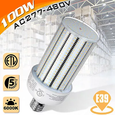 480V 100W LED Parking Lot Lights Replace 400W HID HPS Corn Bulb Lights 6000K ETL • $67.24