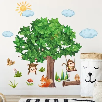 Jungle Animals Wall Decal Fairy Forest Monkey Tree Sticker Nursery Baby Children • $9.99
