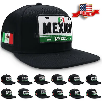 $11.99 • Buy Mexican Snapback Hat States License Plate Cap For Men Flat Brim Flag Hats