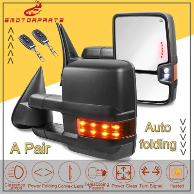 Power Fold Heated Signal Tow Mirrors For 2007-13 Chevy Silverado GMC Sierra 1500 • $279.99