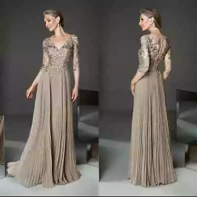 Mother Of The Bride Dresses Crystal Pleat Ladies Weddings Mothers Dress Beaded • $137.02