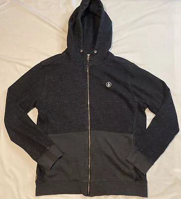 Men’s Volcom Full Zip Up Dark Gray & Black Hoodie Size Medium EUC • $26