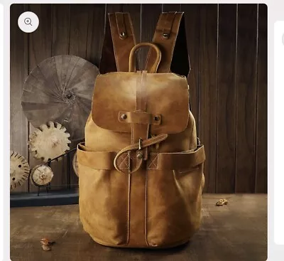 Leatheretro Handmade Leisure Vintage Leather Backpack - Brown • $75