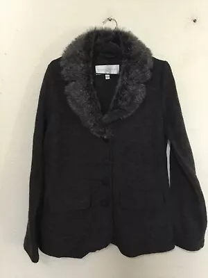 Edina Ronay Grey Wool Jacket Size 14 • £14.99