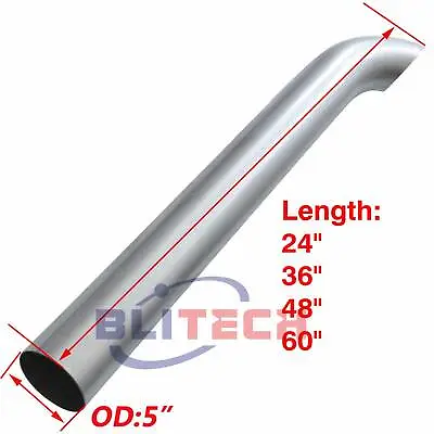 6 -5  OD Aluminized 24  36 48  60  Length Curved Stack Pipe Exhaust Semi Truck • $69.90