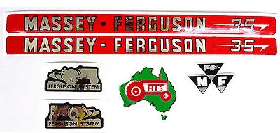 Tractor Bonnet Decal Sticker Set Fits For Massey Ferguson MF35 35 FE35 • $28.99